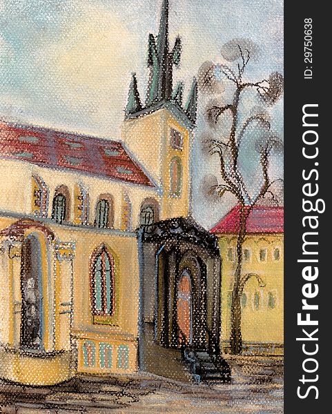 Church in the city of Prague. Spring. Church in the city of Prague. Spring