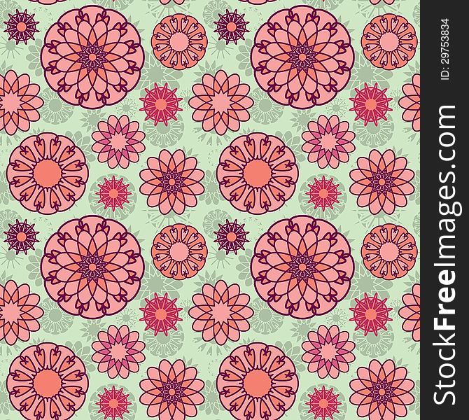 Vector seamless texture with floral ornament. Vector seamless texture with floral ornament