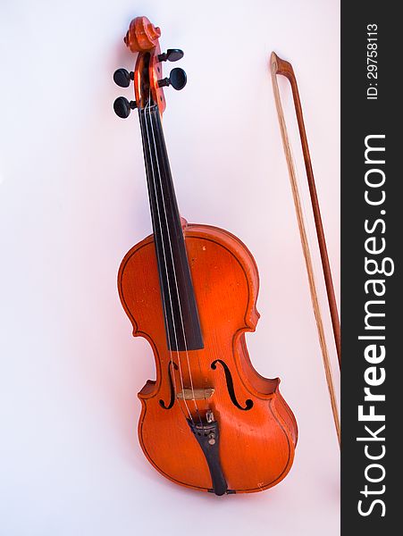 Musical instruments. Violin on a white background.