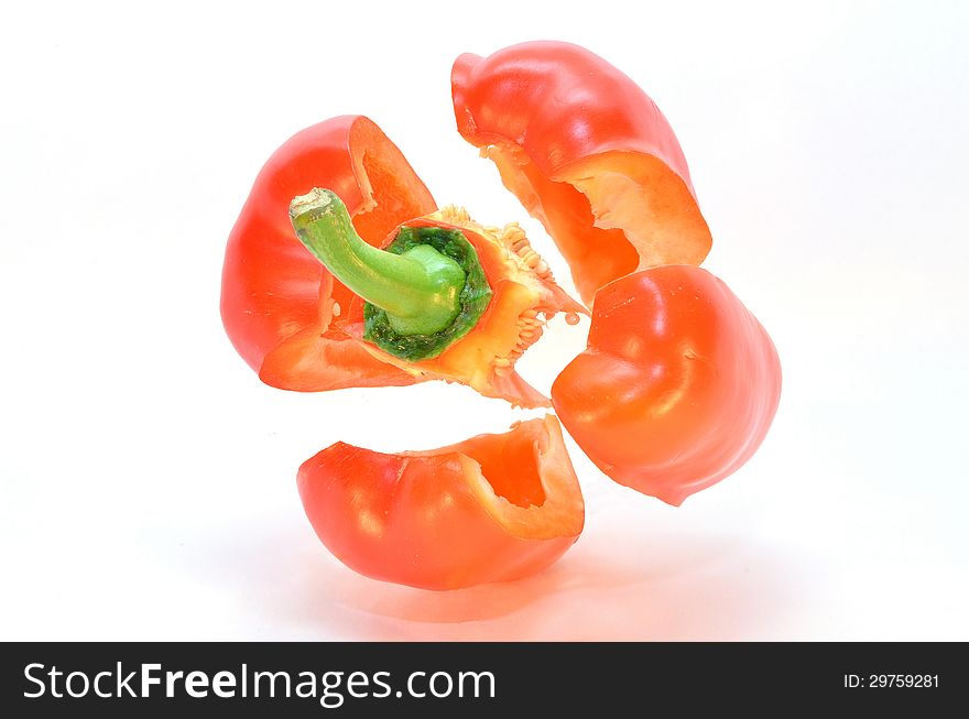 Red bell pepper consists of four lobes and the core