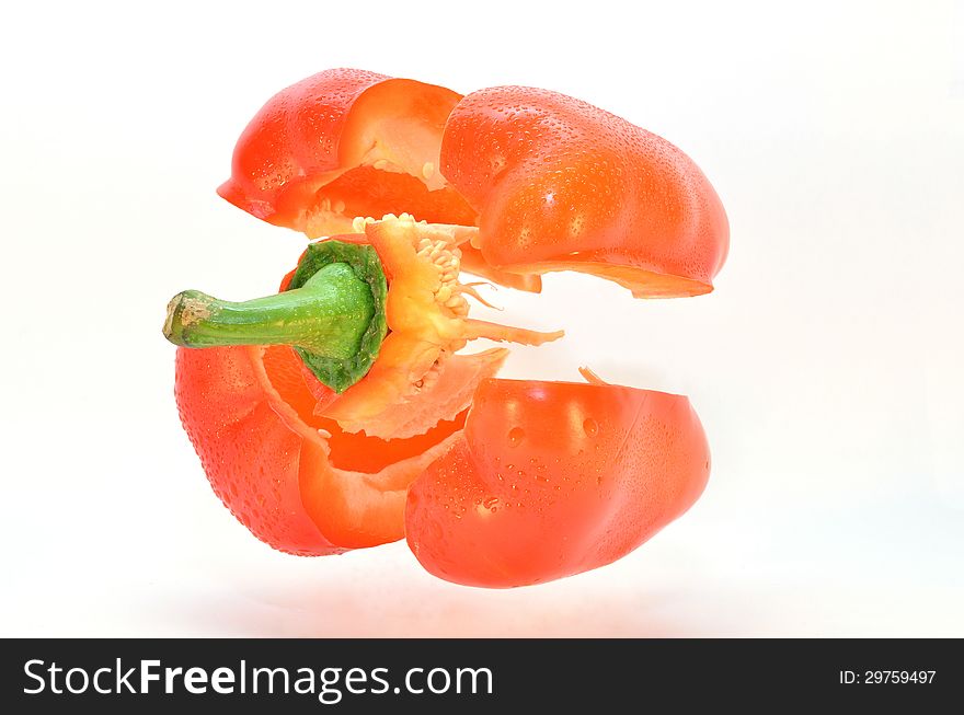 Red bell pepper consists of four lobes and the core