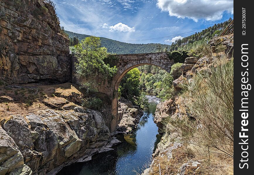 Alvarenga Bridge & x28 also known as Canelas Bridge& x29  over the Paiva River, Arouca Municipality, Aveiro District, Portugal