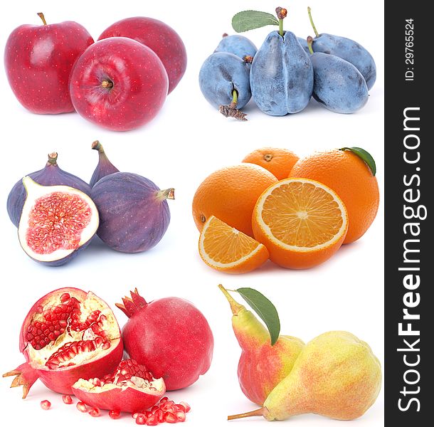 Collection of different fruit on a white background. Collection of different fruit on a white background