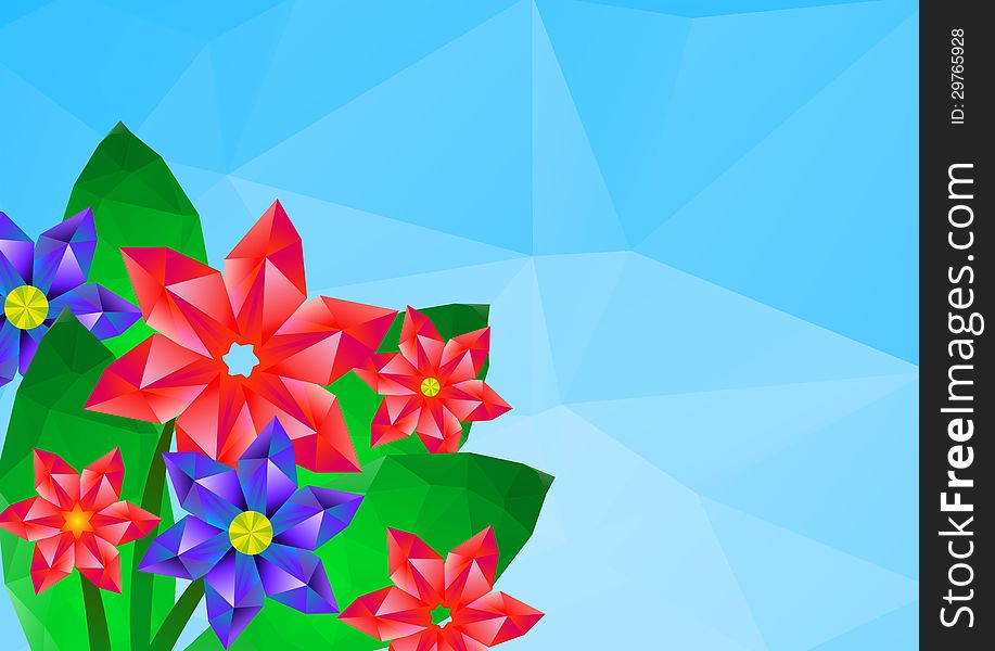 Geometrical polygonal hipster flower card