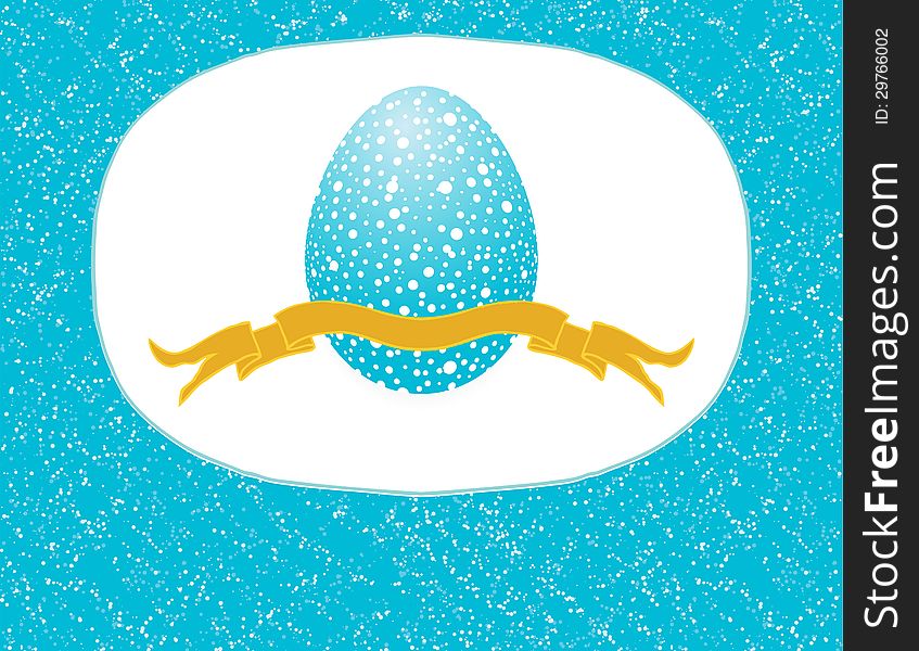 Blue egg with yellow ribbon on bright spring background, concept for Easter holiday greeting postcard. Blue egg with yellow ribbon on bright spring background, concept for Easter holiday greeting postcard