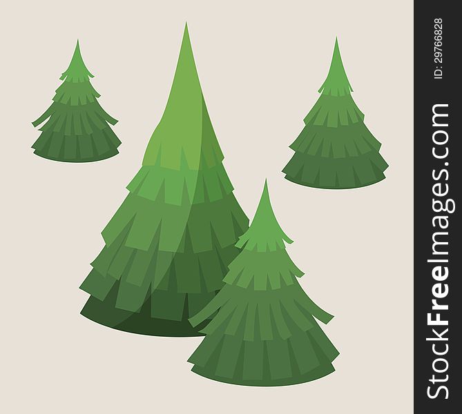 Realistic fluffy fir-trees