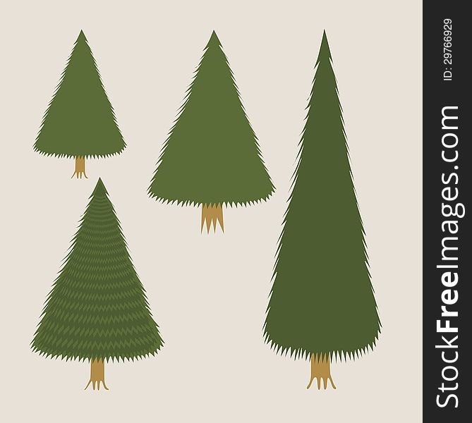 Various fir-trees illustration