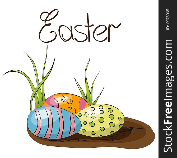 Vector Easter greeting card with eggs. Vector Easter greeting card with eggs