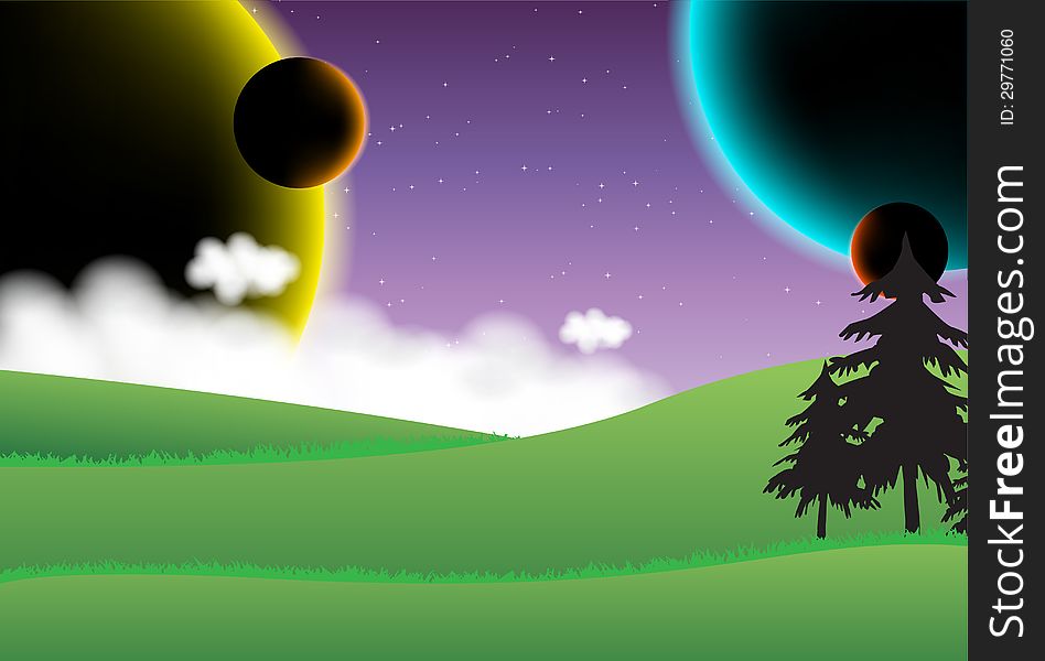 Landscape  With Four Planets