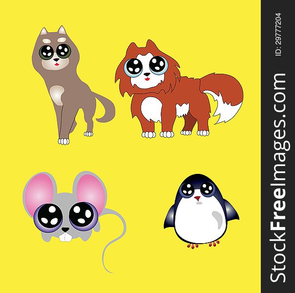 Vector funny eyed variety of animals. Vector funny eyed variety of animals