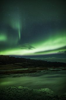 Northern Lights Above A Lagoon In Iceland Royalty Free Stock Photo Northern Lights Above A Lagoon In Iceland Royalty Free Stock Photo