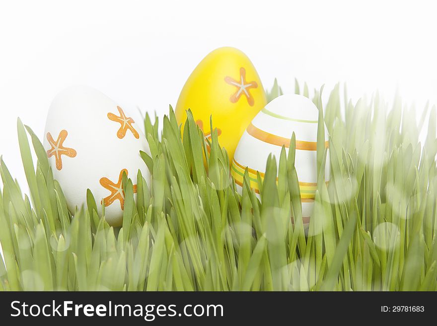 Easter eggs in the fresh green grass. Easter eggs in the fresh green grass.