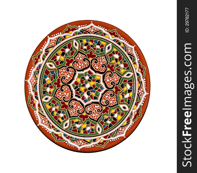 The picture shows a decorative plate on the east painted. The picture shows a decorative plate on the east painted.