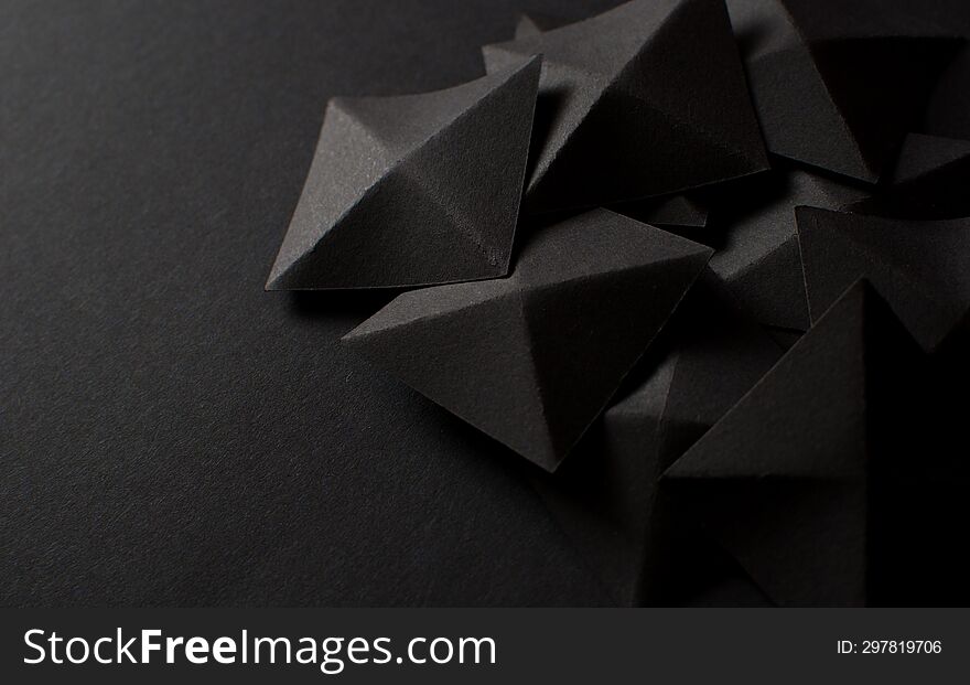 Black Dark Geometric 3d Background, Copy Space