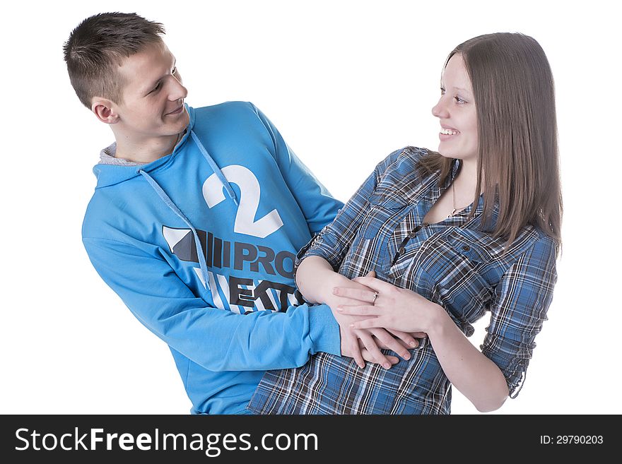 Portrait of young happy smiling couple