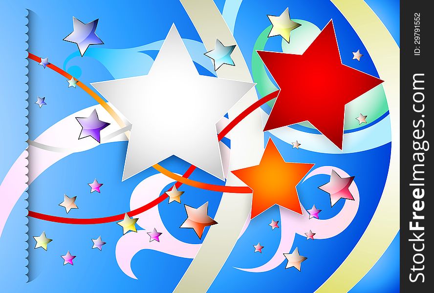 Illustration colorful stars greeting card background
