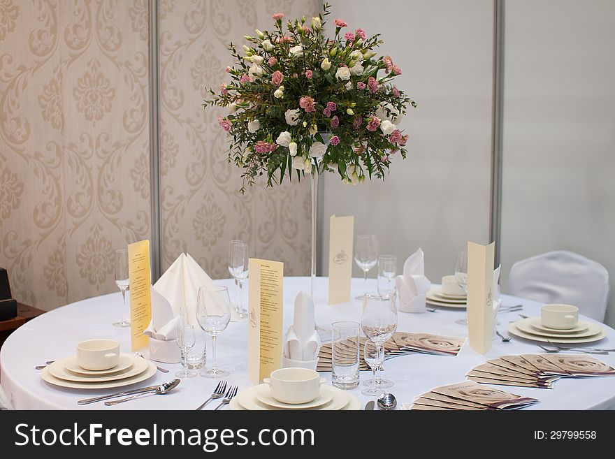 Adorned table at wedding ceremony. Adorned table at wedding ceremony