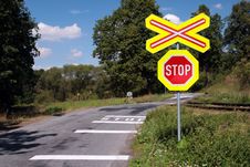 Dangerous Railroad Crossing. Royalty Free Stock Photos Dangerous Railroad Crossing. Royalty Free Stock Photos