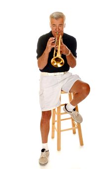 Senior Trumpet Player Stock Photos Senior Trumpet Player Stock Photos