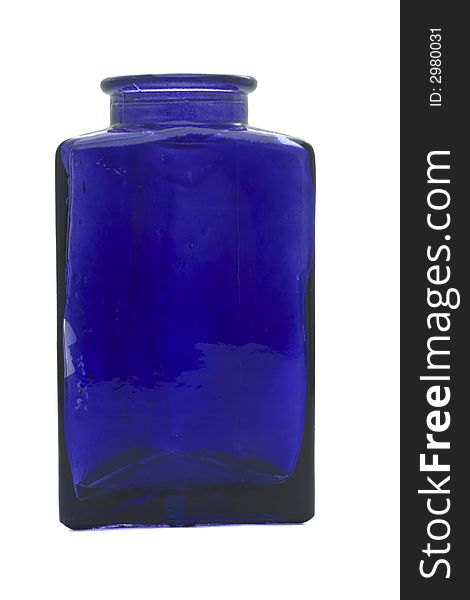 Blue glass bottle isolated on white. Blue glass bottle isolated on white.
