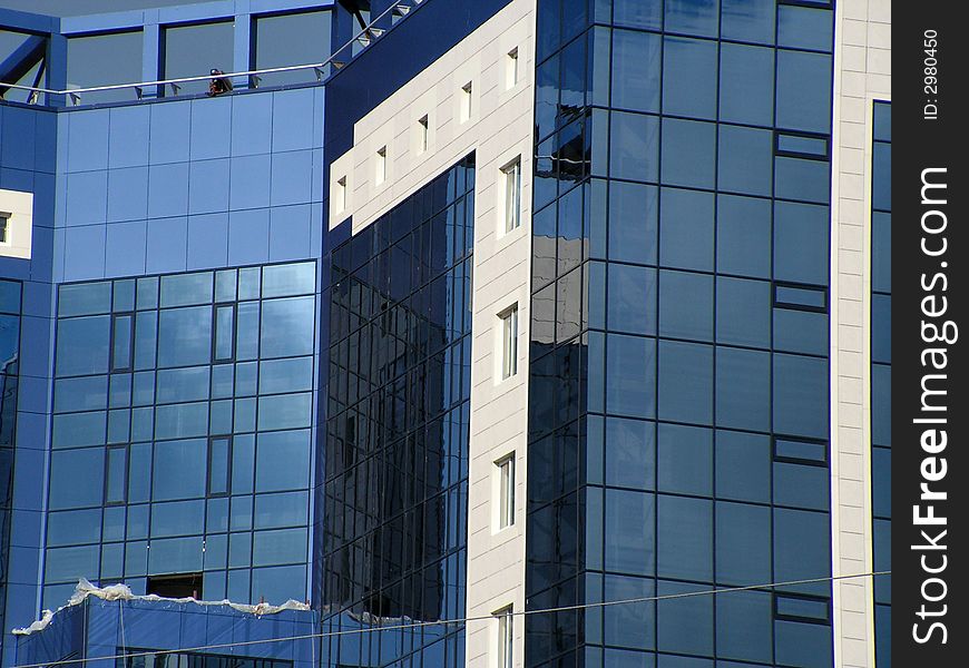 Building with mirrored windows