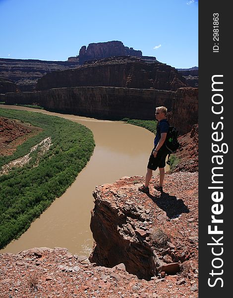 Mountain biker overlooking Colorado River