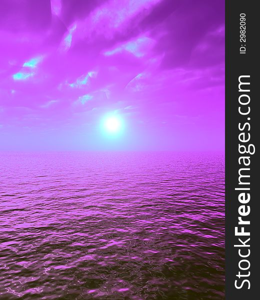 Red sea and sky at sunset - digital artwork. Red sea and sky at sunset - digital artwork