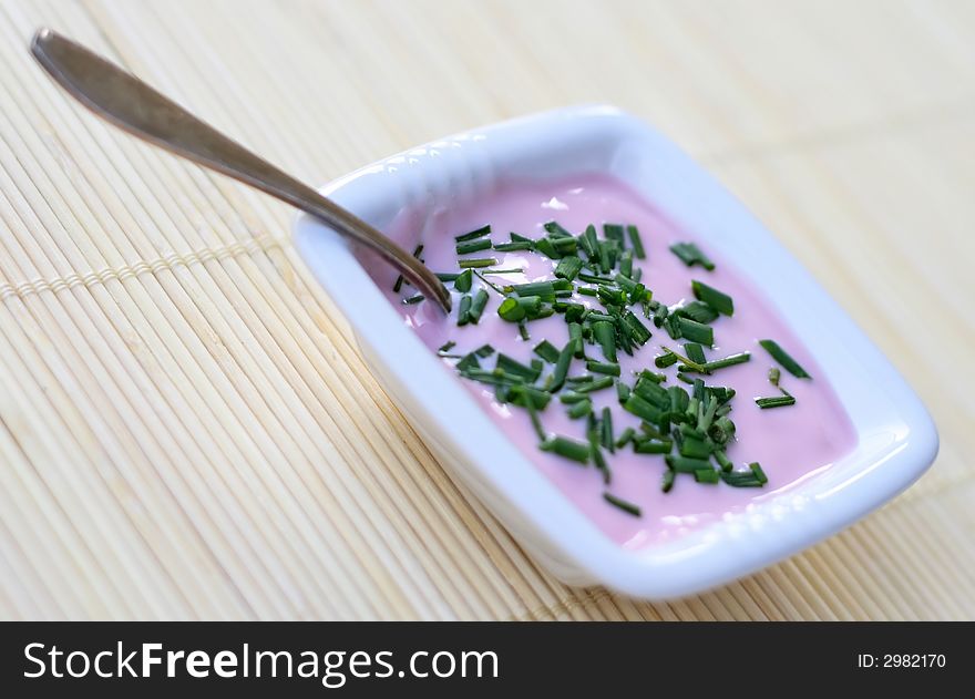 Delicious yogurt sauce with parsley