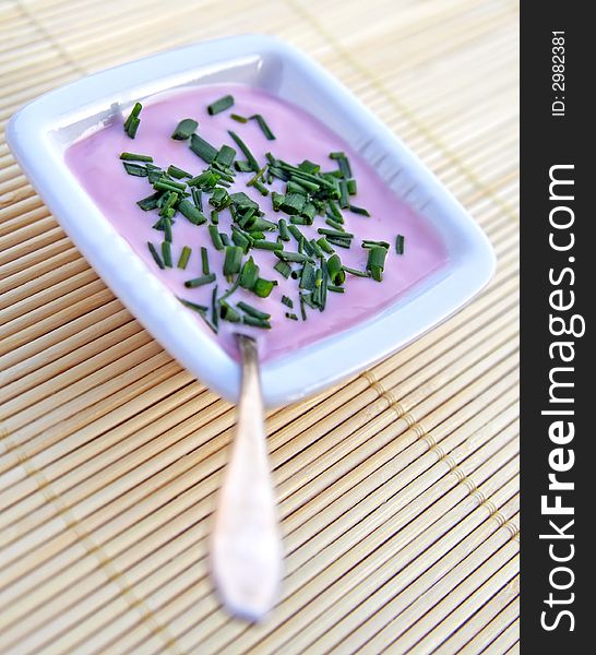 Delicious yogurt sauce with parsley