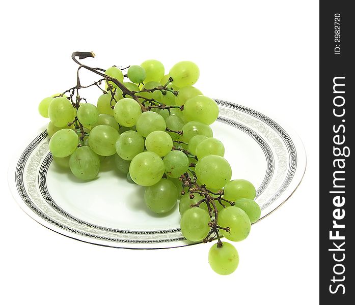 Grape On A Plate Isolated.