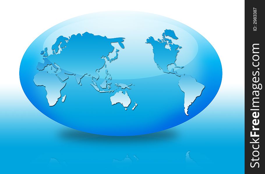 Oval globe in blue background