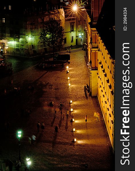 Old Town of Warsaw by night