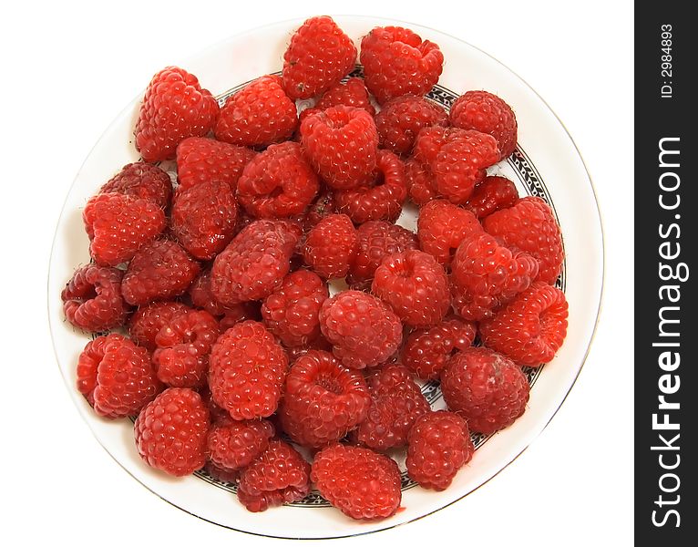Delicious raspberries isolated on white background