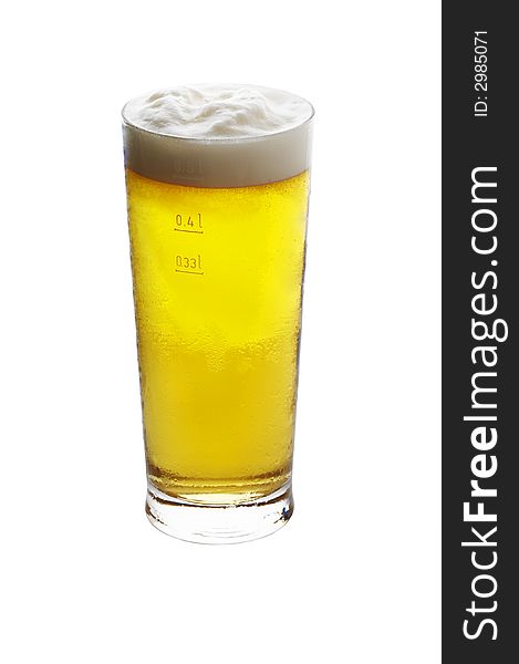 Isolated glass of nice cold lager on a white background (clipping path included). Isolated glass of nice cold lager on a white background (clipping path included)