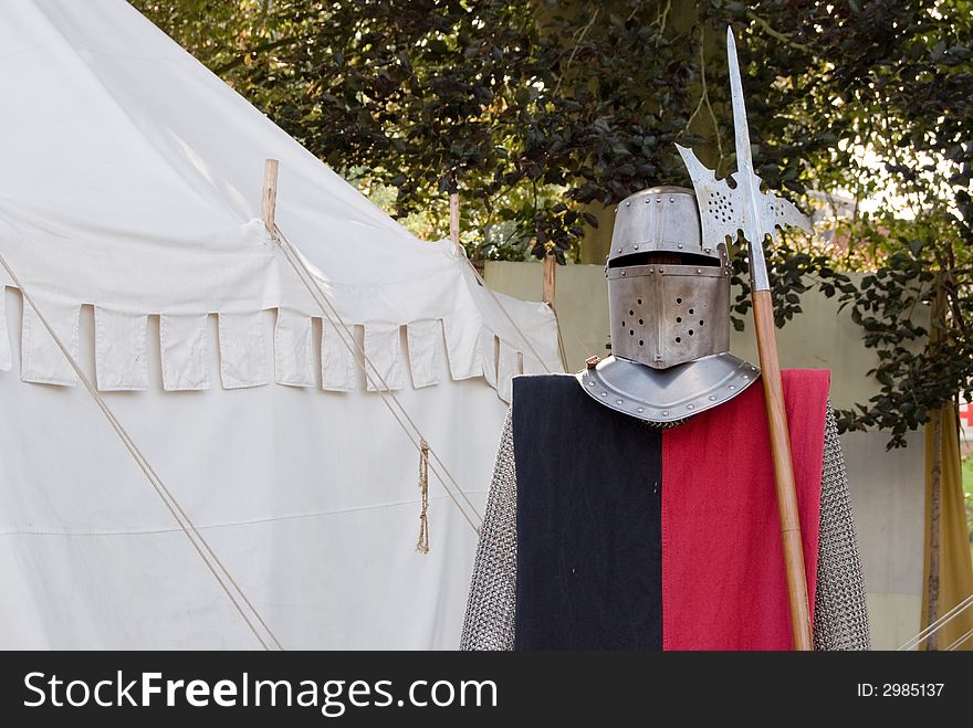 Medieval Knight armor and tent