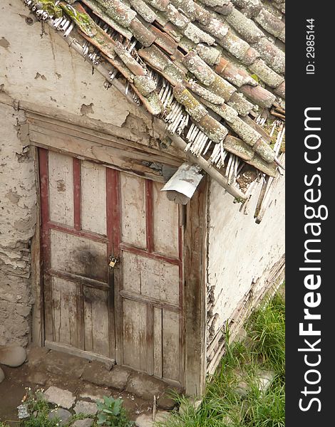 derelict shack in the center of a south american city