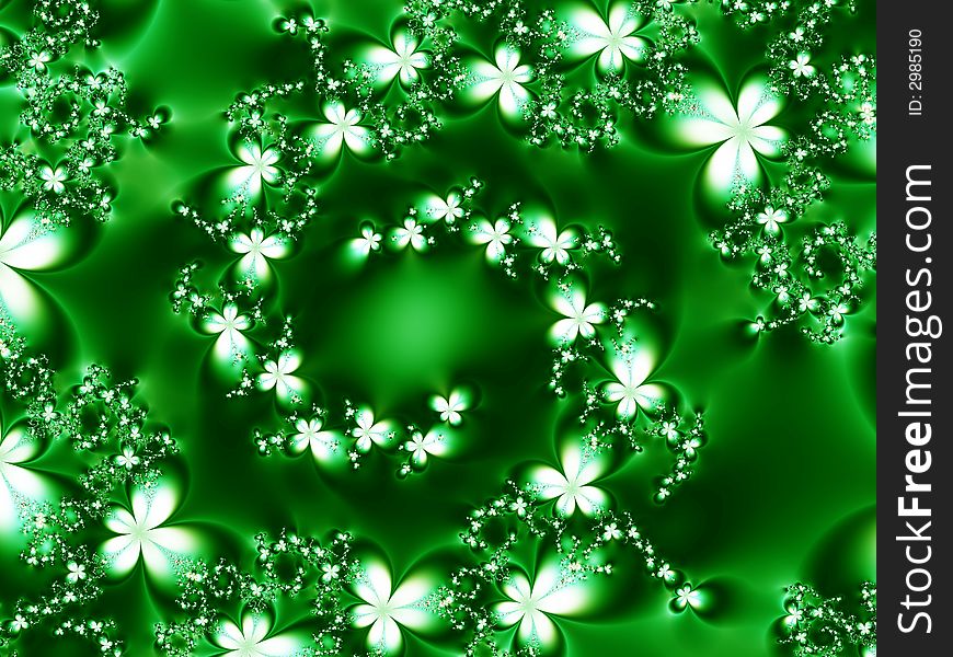 Swirl of flowers on a green background