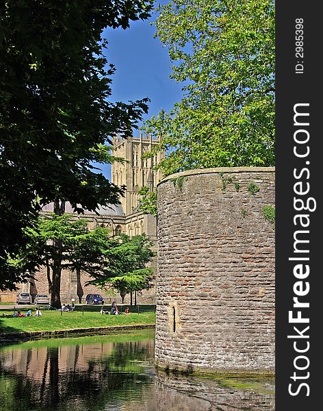 Wells Cathedral from the Bishops Palce, England.