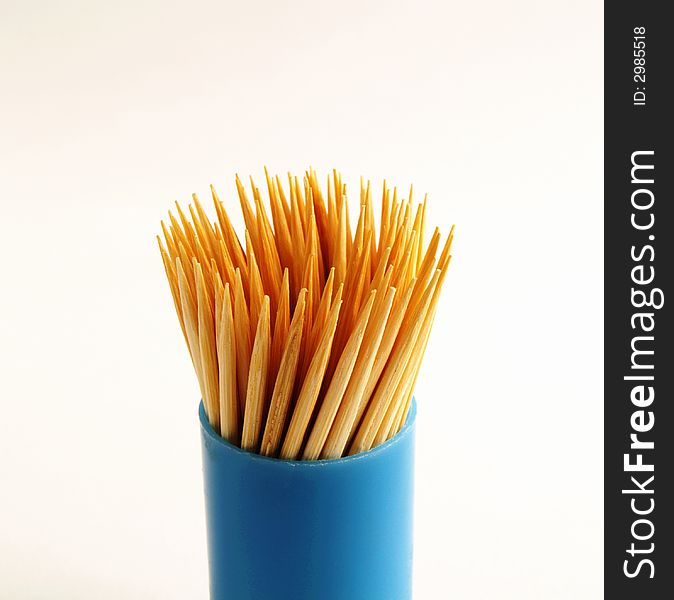Isolated photo of toothpicks in blue packing