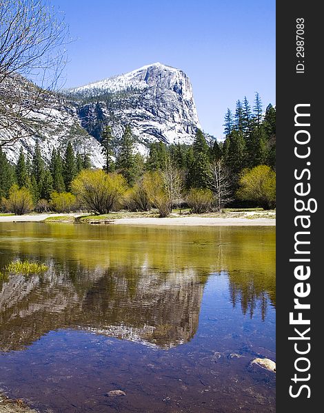 View of half dome from mirror lake in yosemite national park, california usa. View of half dome from mirror lake in yosemite national park, california usa.