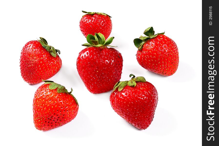 Close up of a strawberries isolated on white background