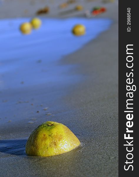 Lemon on the sea shore in Sri Lanka