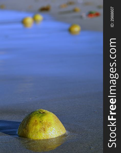 Lemon on the sea shore in Sri Lanka