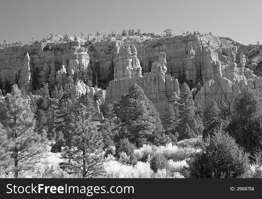 The Red Canyon in Utah USA, in black and white