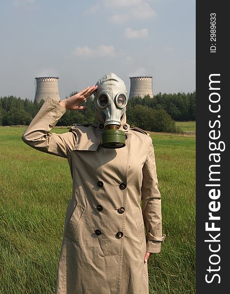 Girl in a gas mask