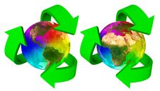 Eco Symbol Rainbow Planet Earth - Europe Africa America And Asia Royalty Free Stock Photos Eco Symbol Rainbow Planet Earth - Europe Africa America And Asia Royalty Free Stock Photos