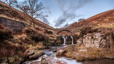 Waterfall And Pack Horse Bridge Stock Images