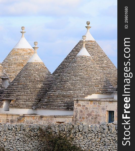 Murge Puglia, Italy - Characteristic trulli near countryside Alberobello