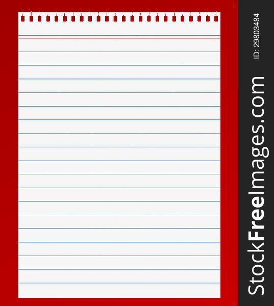 Lined Paper On Red Background