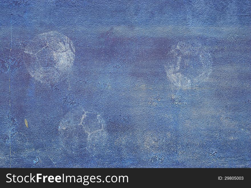 The old blue wall with ball print texture background